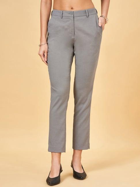 annabelle by pantaloons grey mid rise formal pants