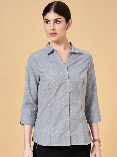 annabelle by pantaloons grey polka dots shirt