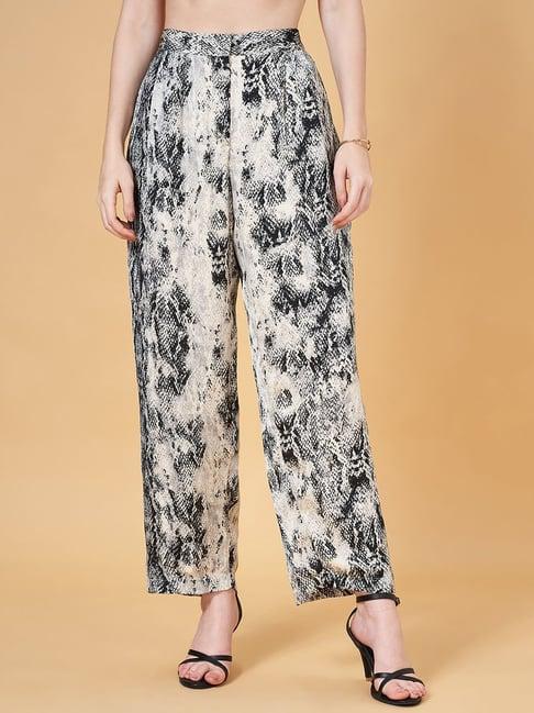 annabelle by pantaloons grey printed pants