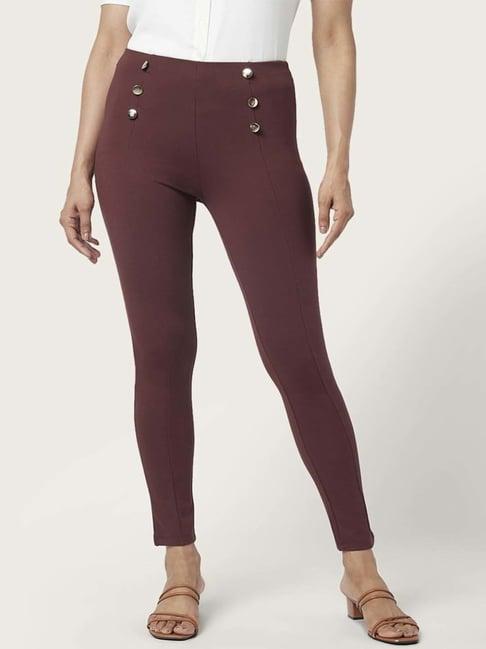 annabelle by pantaloons maroon high rise tights