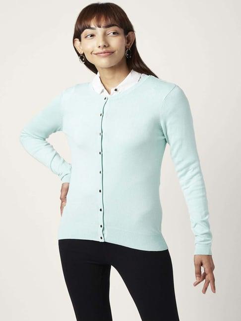annabelle by pantaloons mint green round neck cardigan