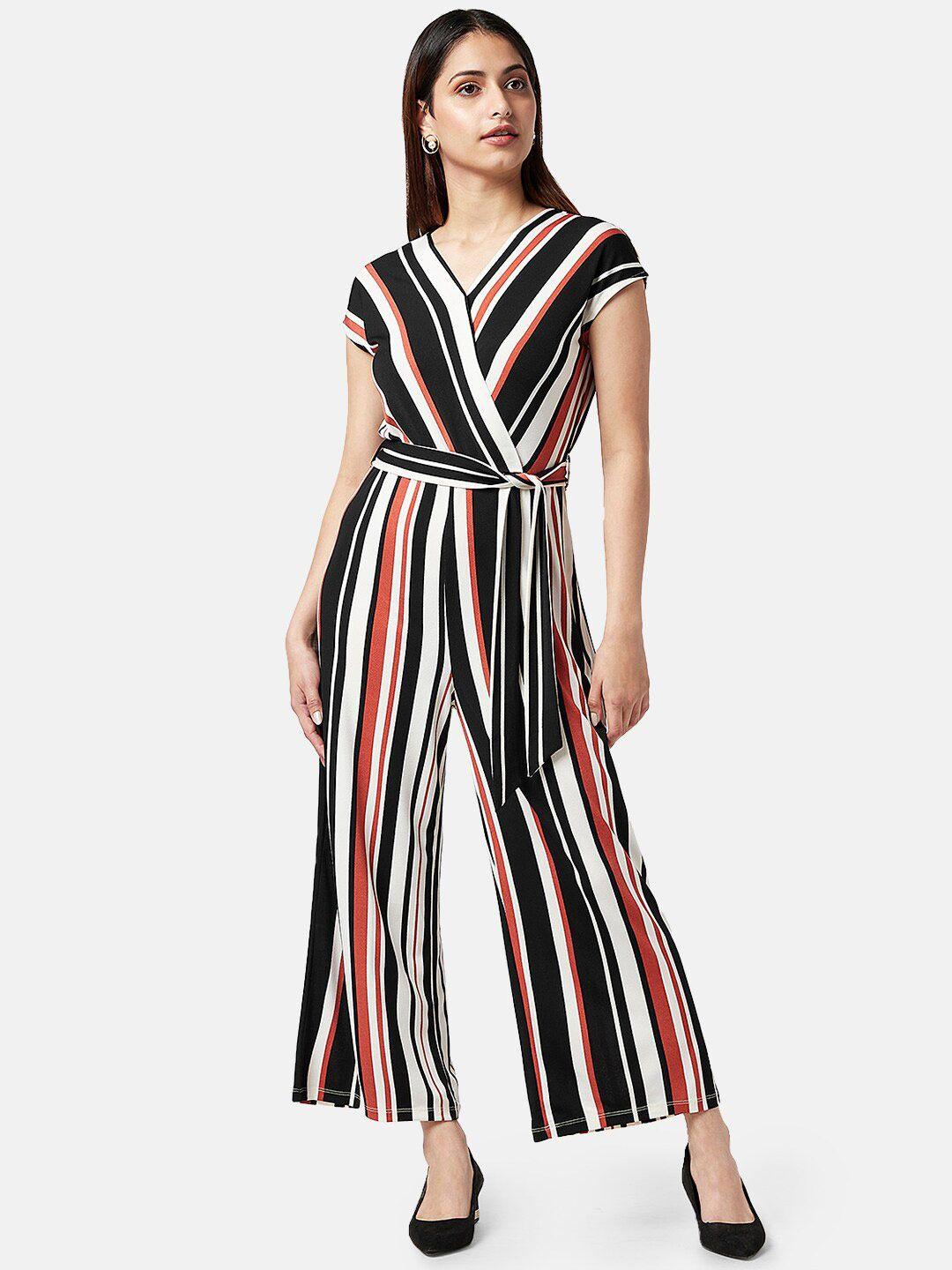 annabelle by pantaloons multicoloured striped basic jumpsuit