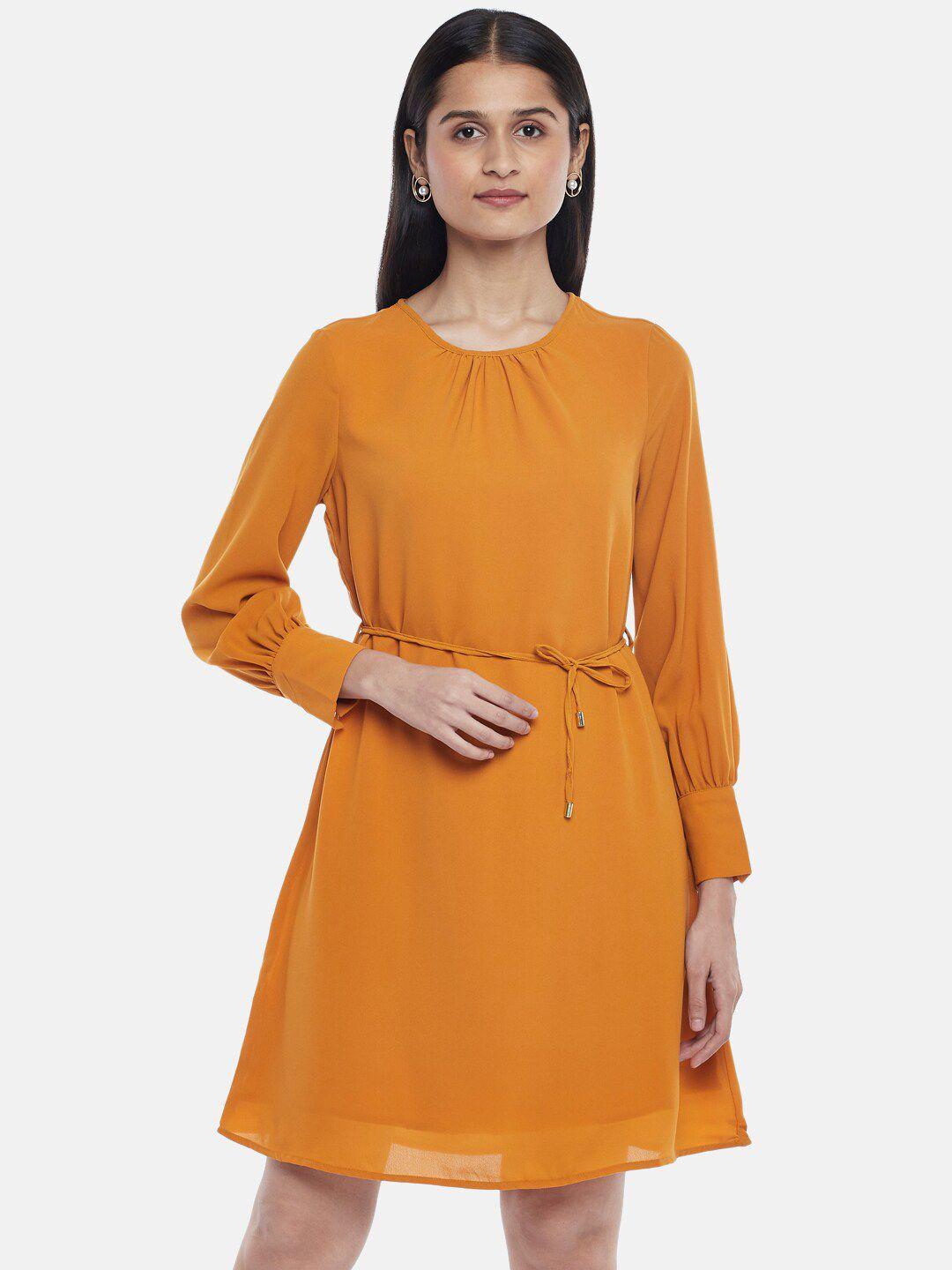 annabelle by pantaloons mustard yellow a-line dress