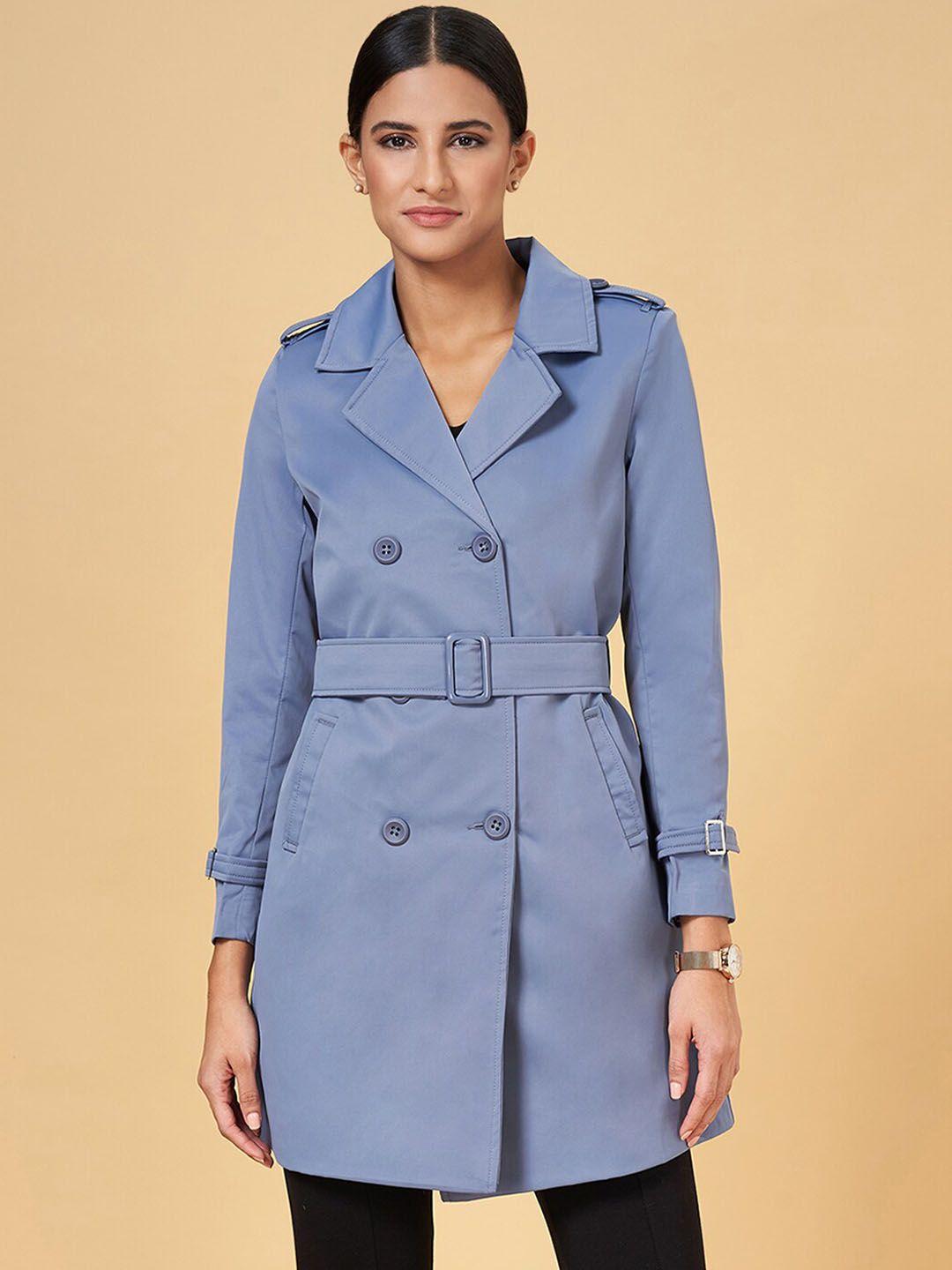 annabelle by pantaloons notched lapel collar shoulder tabs longline trench coat