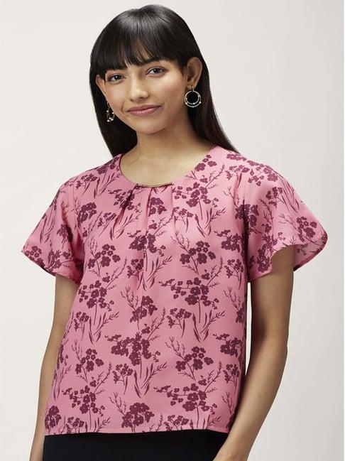 annabelle by pantaloons pink floral print top