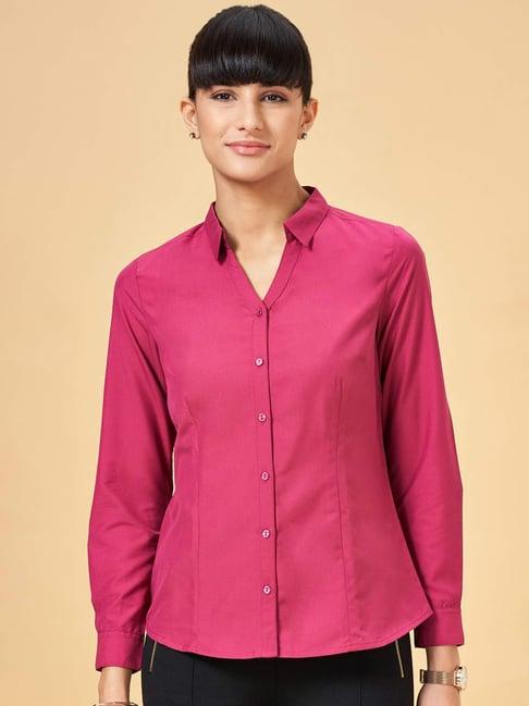 annabelle by pantaloons pink regular fit formal shirt