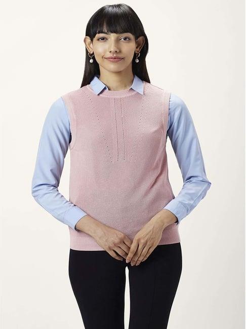 annabelle by pantaloons pink self pattern sweater