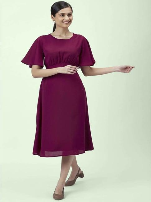 annabelle by pantaloons purple a-line dress