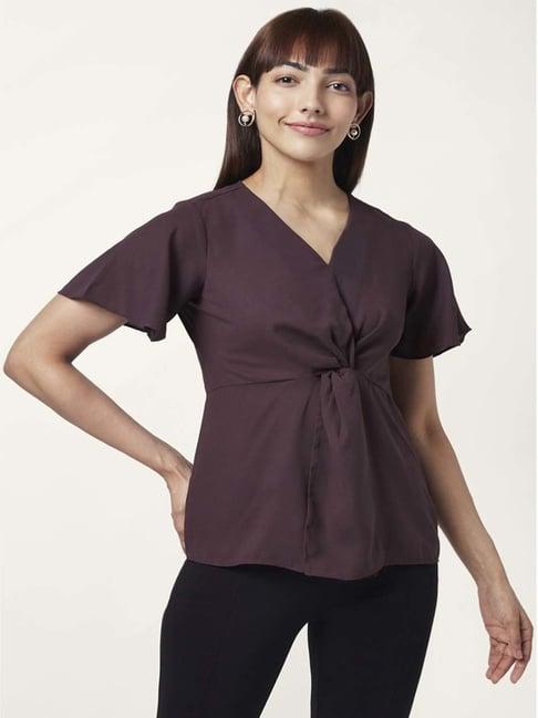 annabelle by pantaloons purple slim fit top