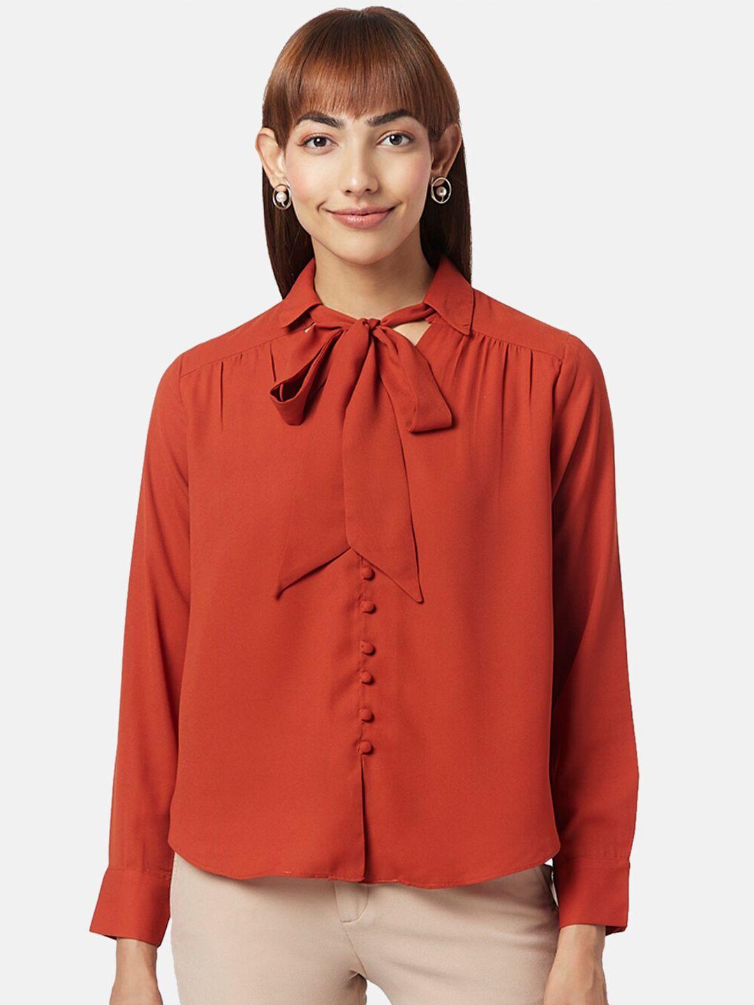 annabelle by pantaloons tie-up neck shirt style top