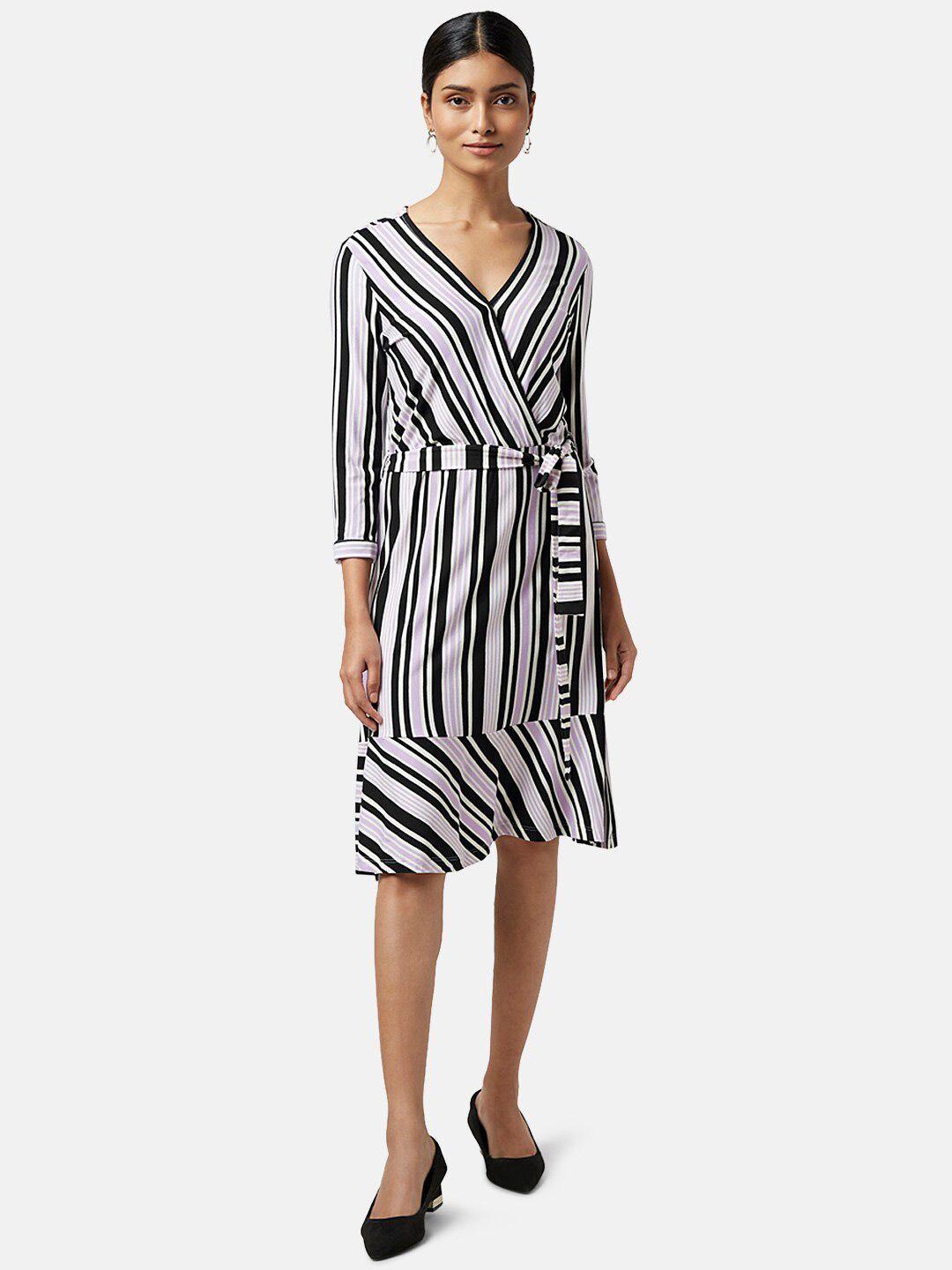 annabelle by pantaloons v-neck striped wrap formal dress