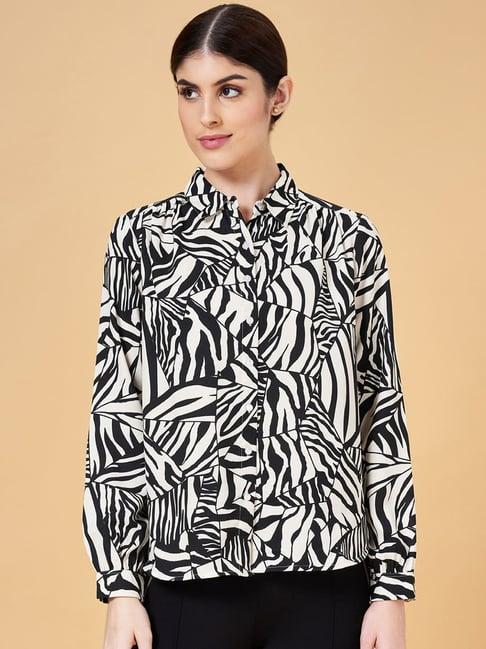 annabelle by pantaloons white & black printed shirt