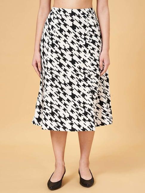 annabelle by pantaloons white printed a-line skirt