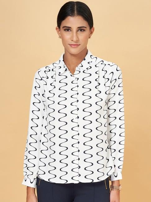 annabelle by pantaloons white printed shirt