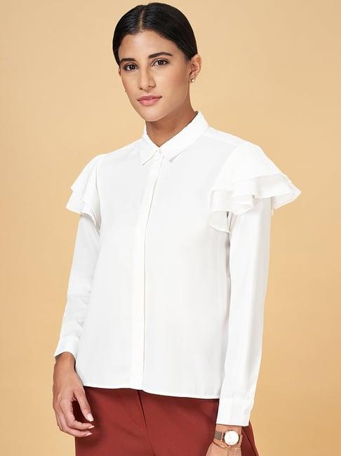 annabelle by pantaloons white regular fit shirt