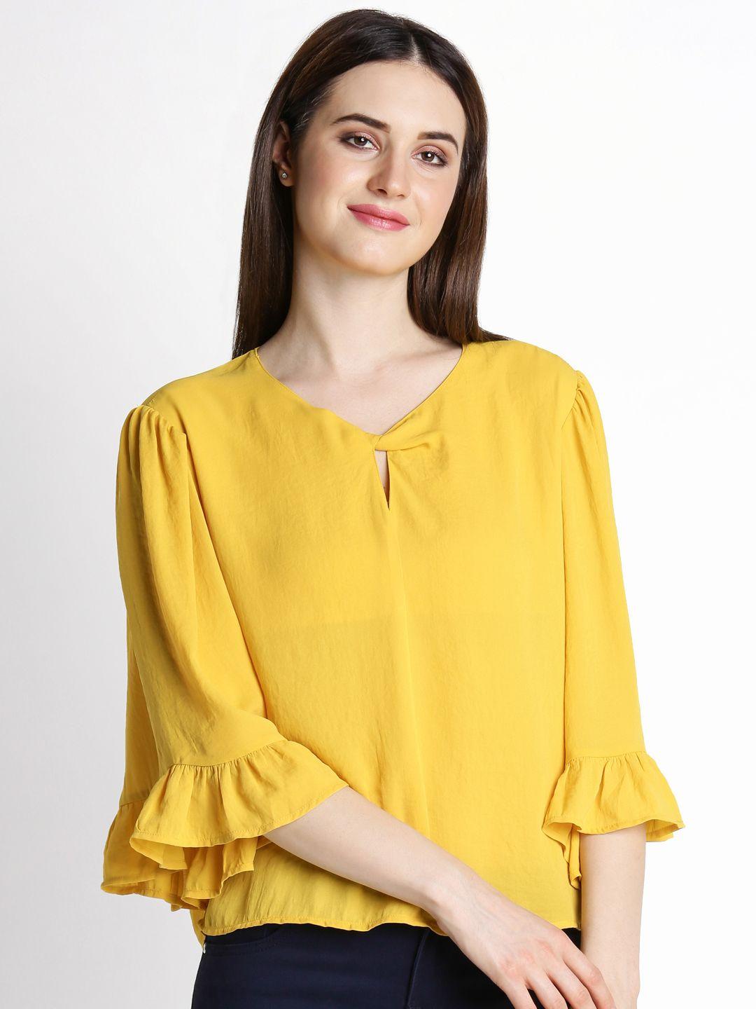 annabelle by pantaloons women mustard yellow solid top