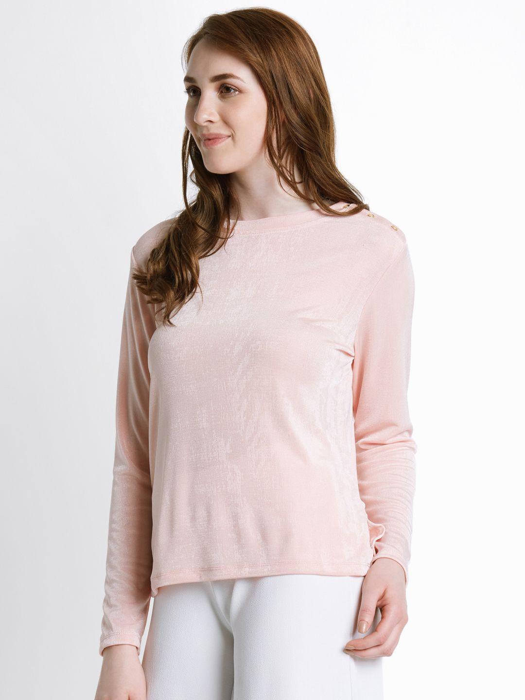 annabelle by pantaloons women peach-coloured solid top