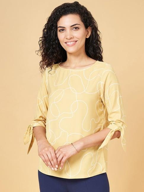 annabelle by pantaloons yellow printed top