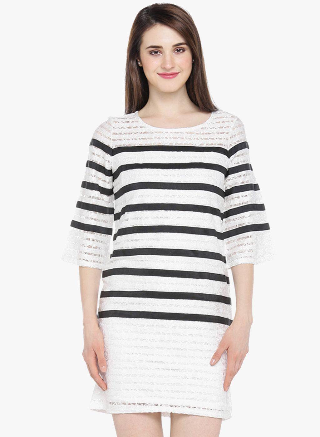 annabelle white & black striped shift dress