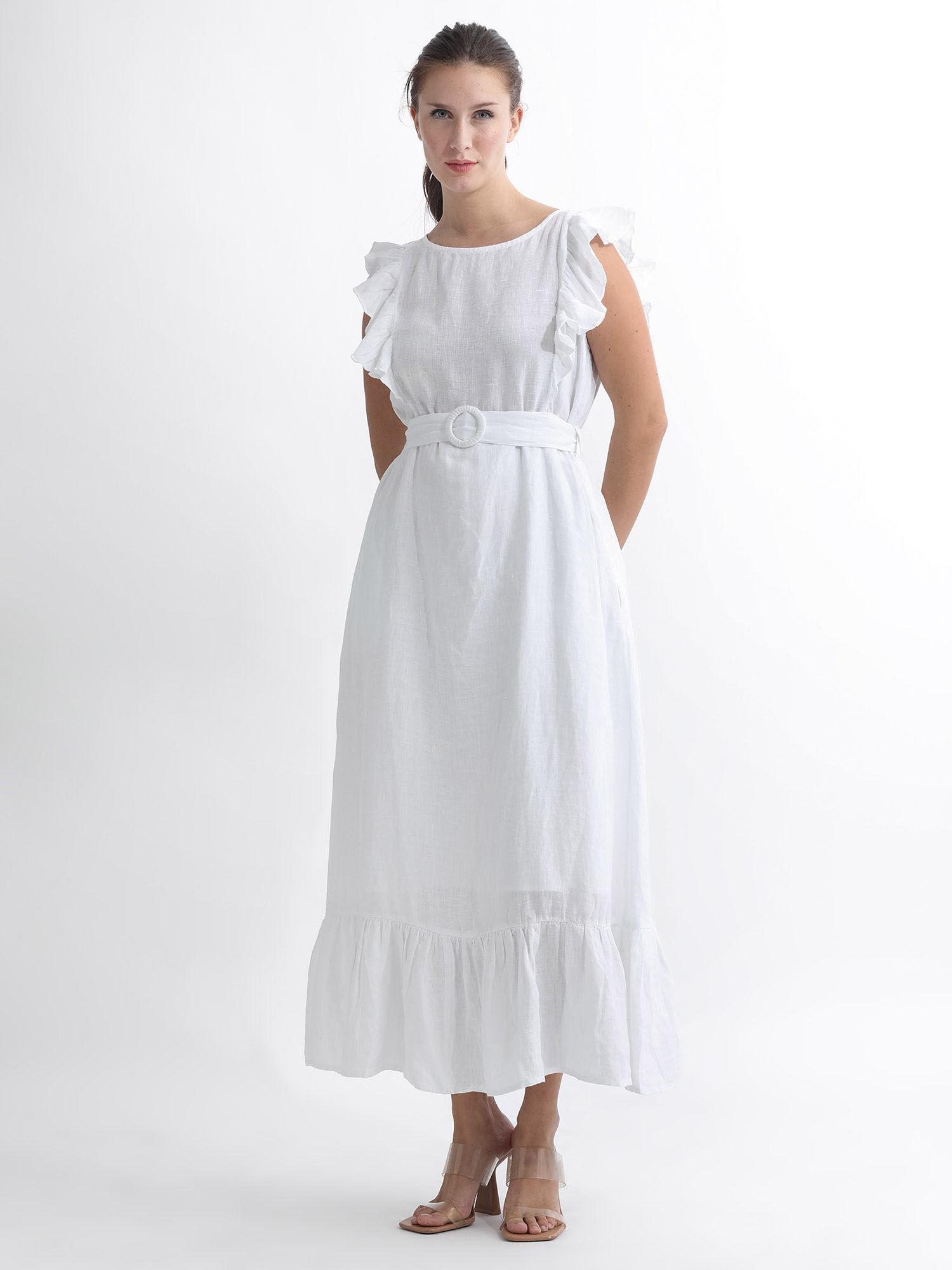 anne primary white solid dress (set of 2)