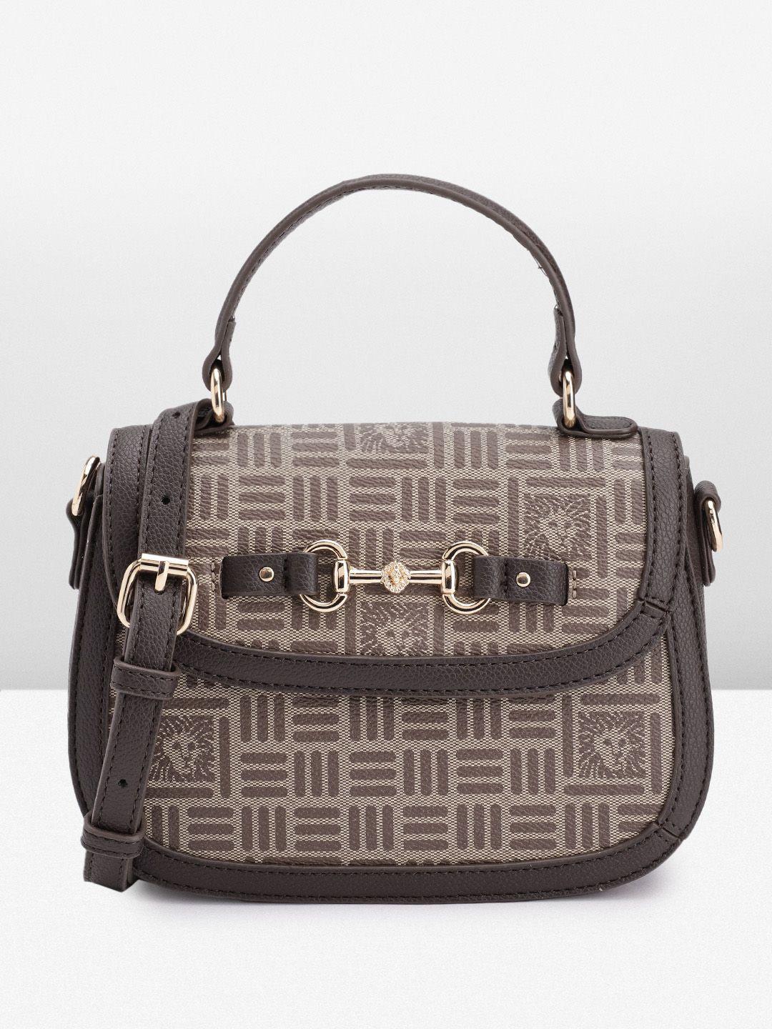 anne klein brand logo printed structured satchel