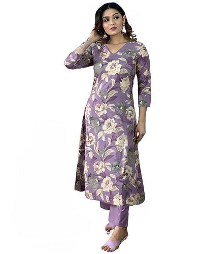 anni designer women's rayon straight printed kurta with pant set (dhun-purple-nw_3xl_purple_xxx-large)