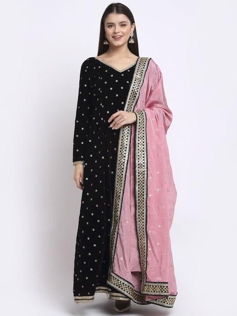 anokherang black embellished a line kurta with dupatta