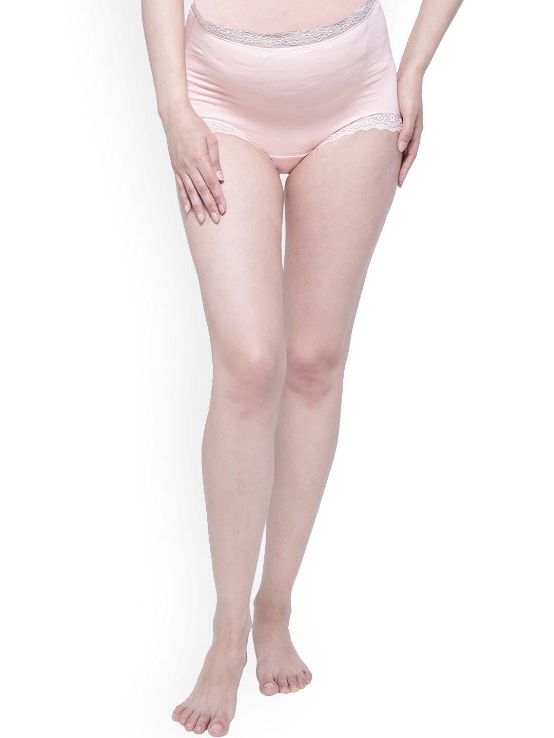 anoma women pink solid cotton maternity briefs