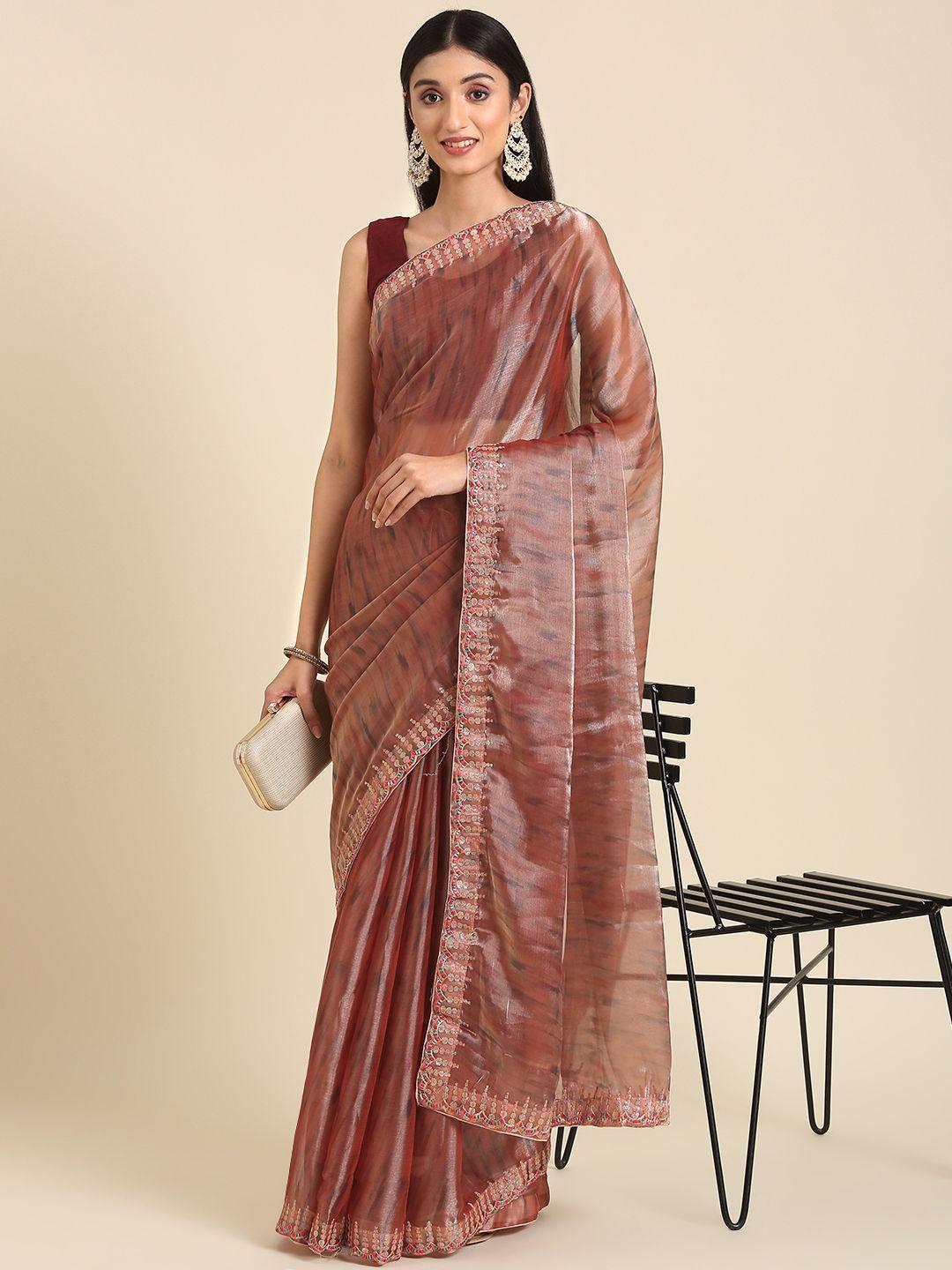 anouk abstract printed sequinned saree