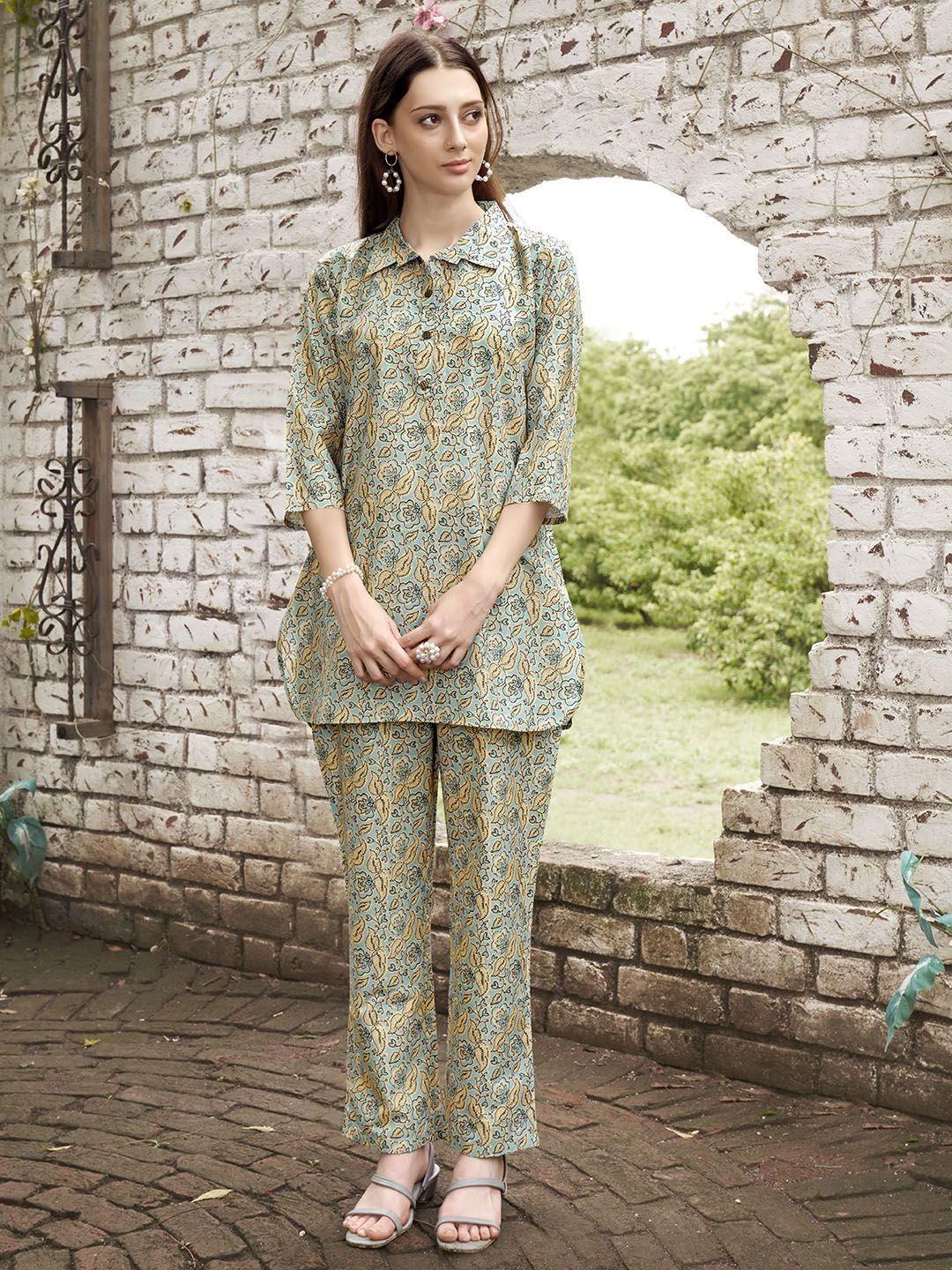 anouk digital print tunic with trousers co-ords