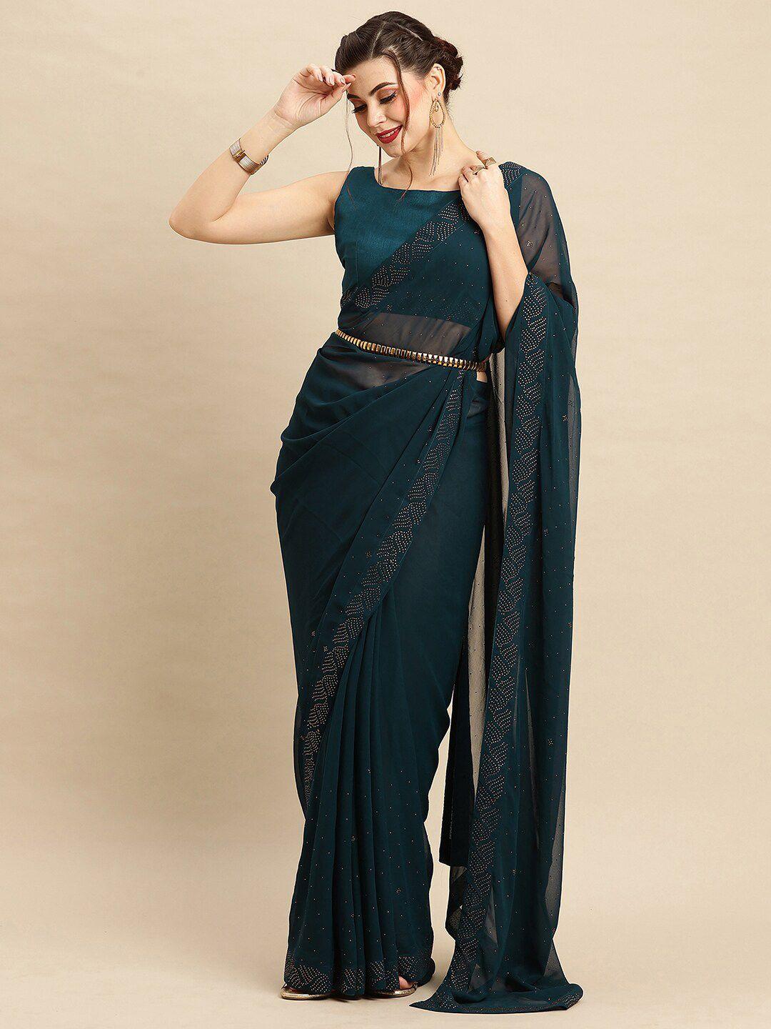 anouk embellished beads and stones pure georgette saree