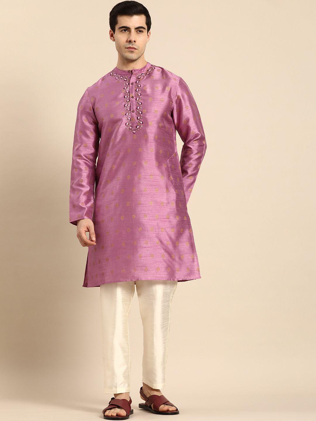 anouk embroidered straight geometric printed kurta with trousers