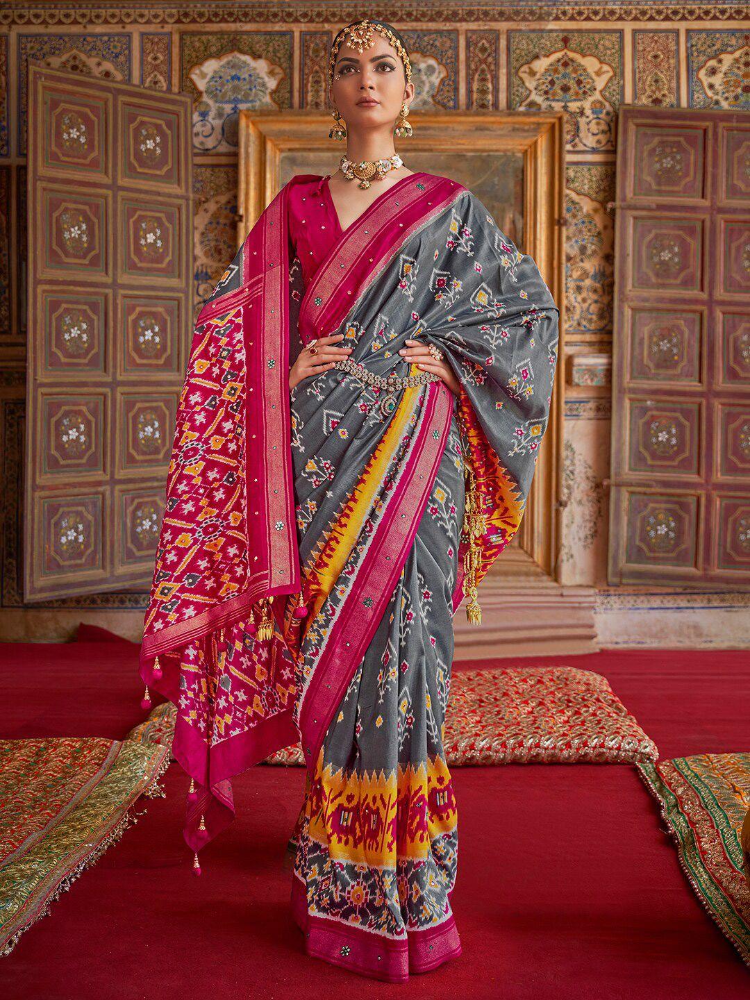 anouk ethnic motifs printed pochampally saree