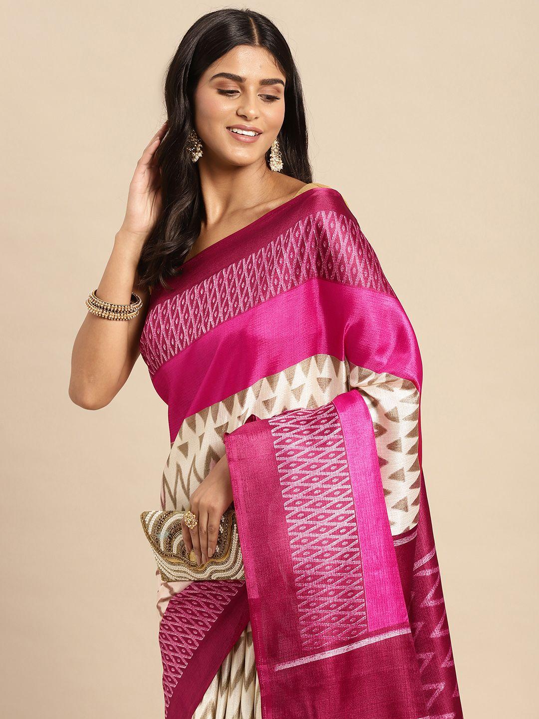 anouk ethnic motifs silk blend saree