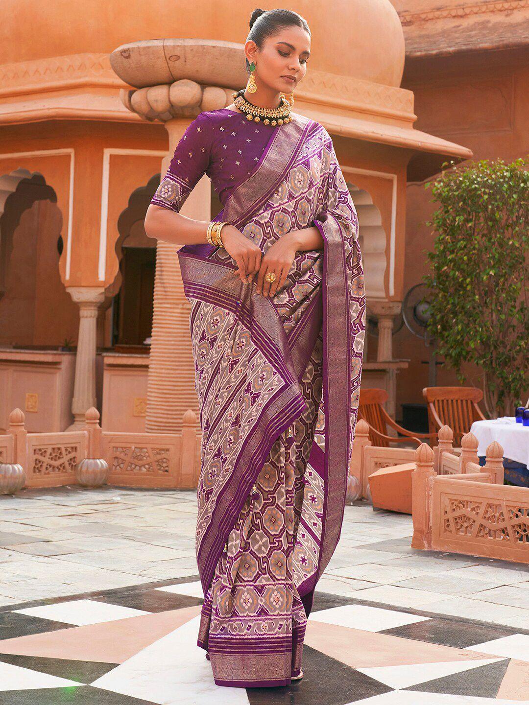 anouk ethnic motifs zari silk blend pochampally saree