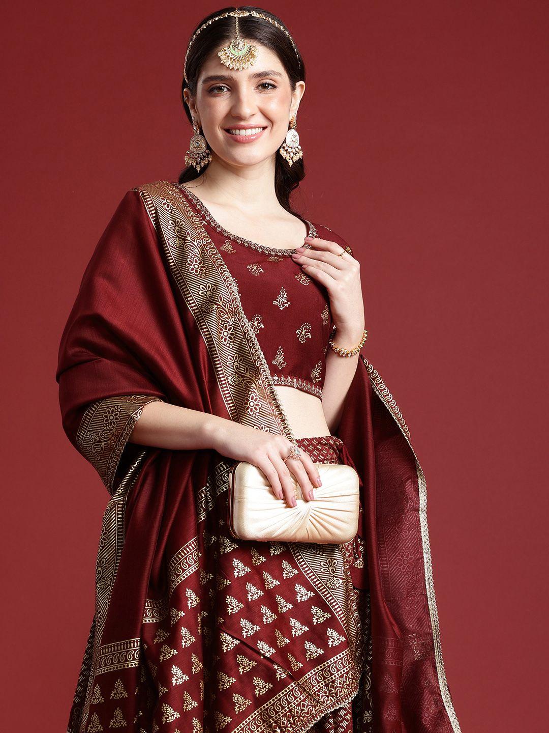 anouk ethnic printed ready to wear lehenga & blouse with dupatta
