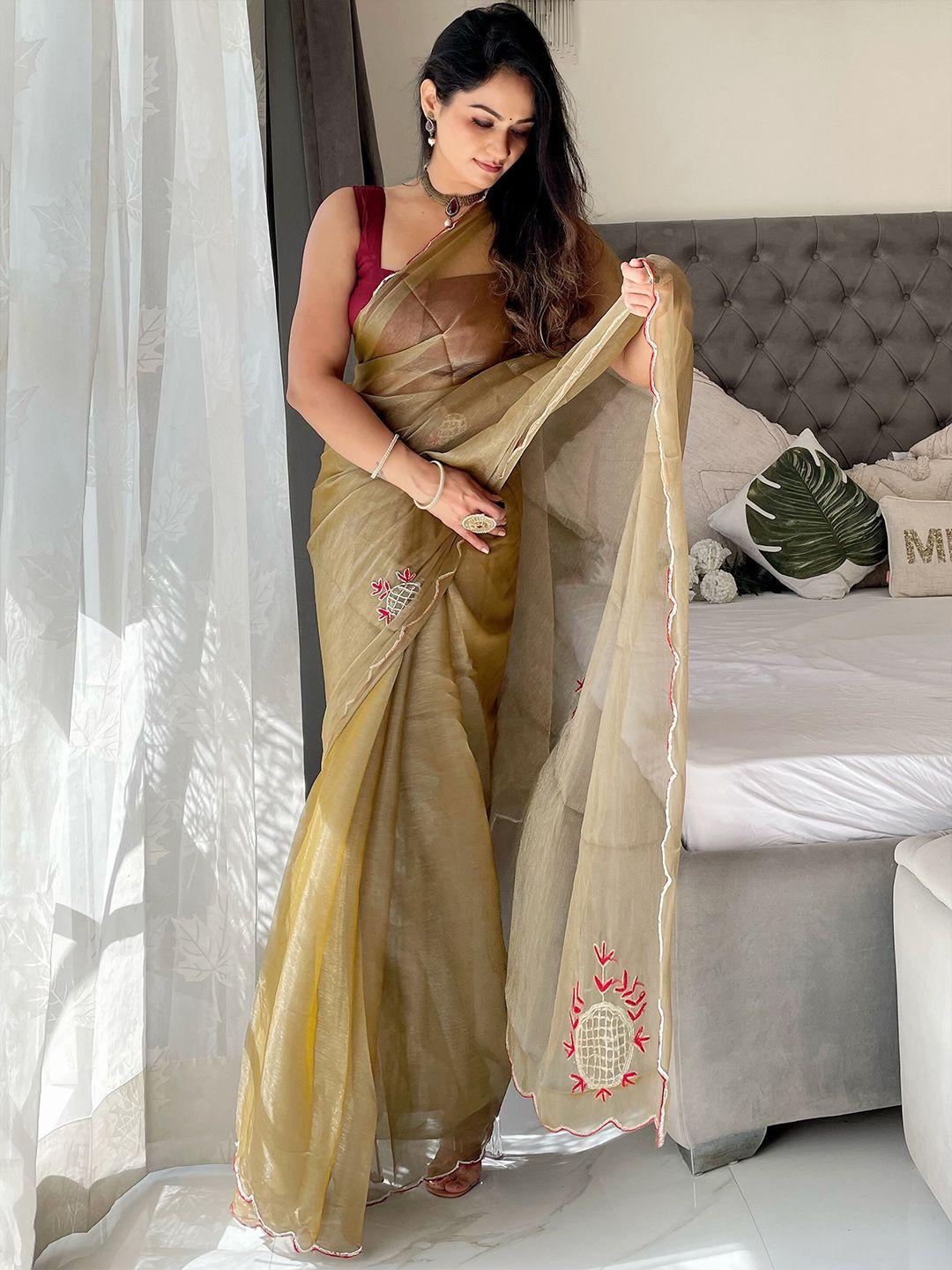 anouk floral embroidered saree