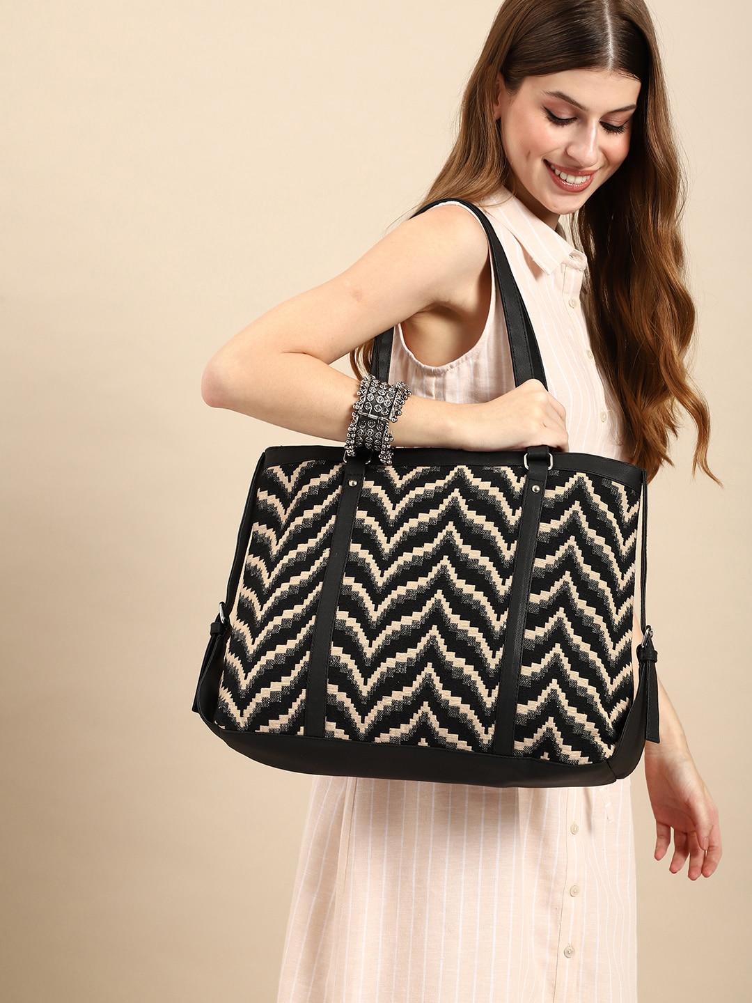 anouk geometric printed oversized shopper tote bag