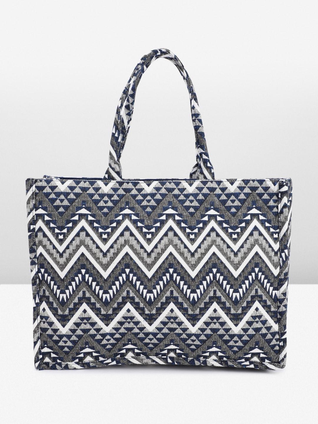 anouk geometric printed oversized structured tote bag