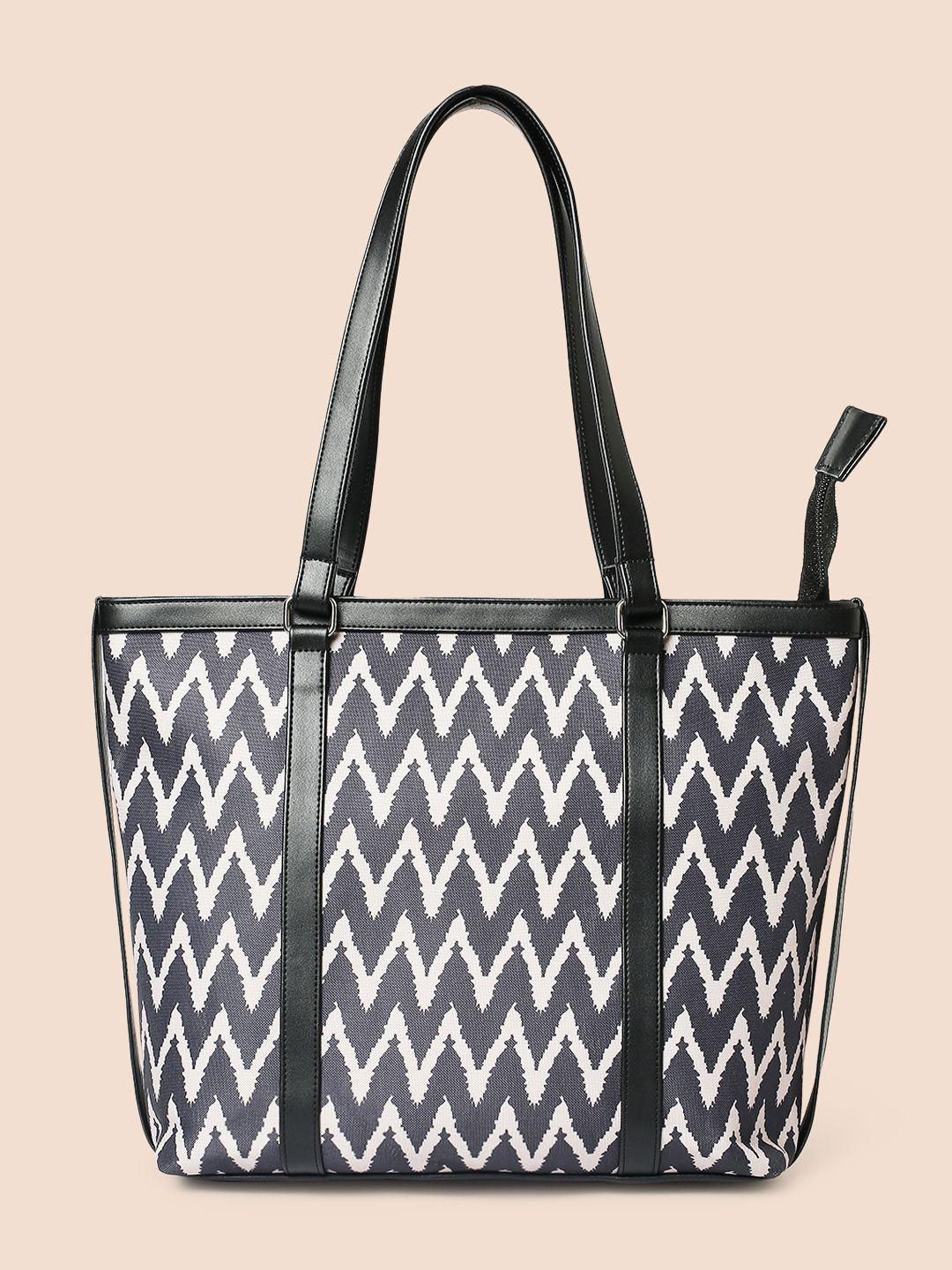 anouk geometric printed structured tote bag