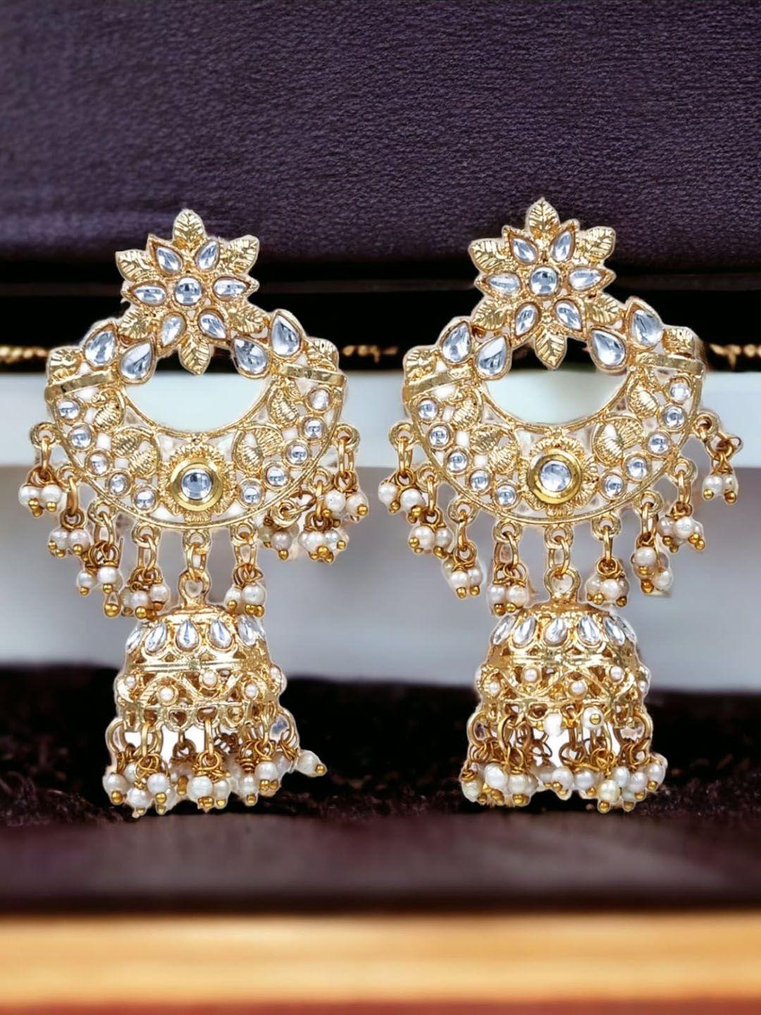 anouk gold plated contemporary jhumkas