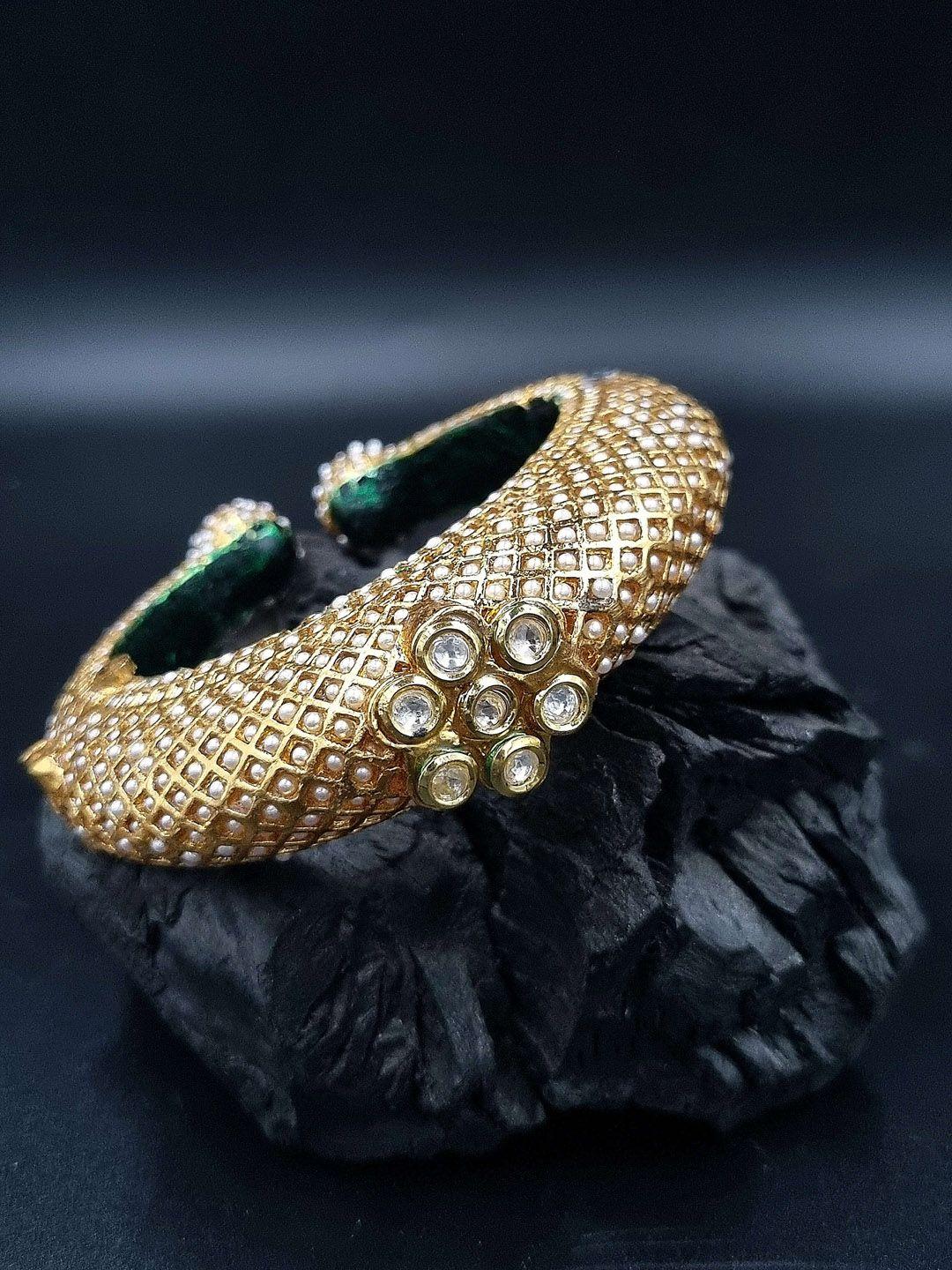 anouk gold plated pearl studded ethnic rajasthani bangles