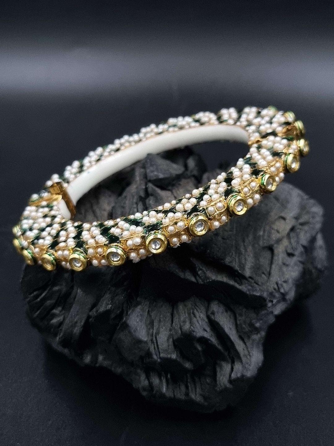 anouk gold plated pearl studded ethnic rajasthani bangles