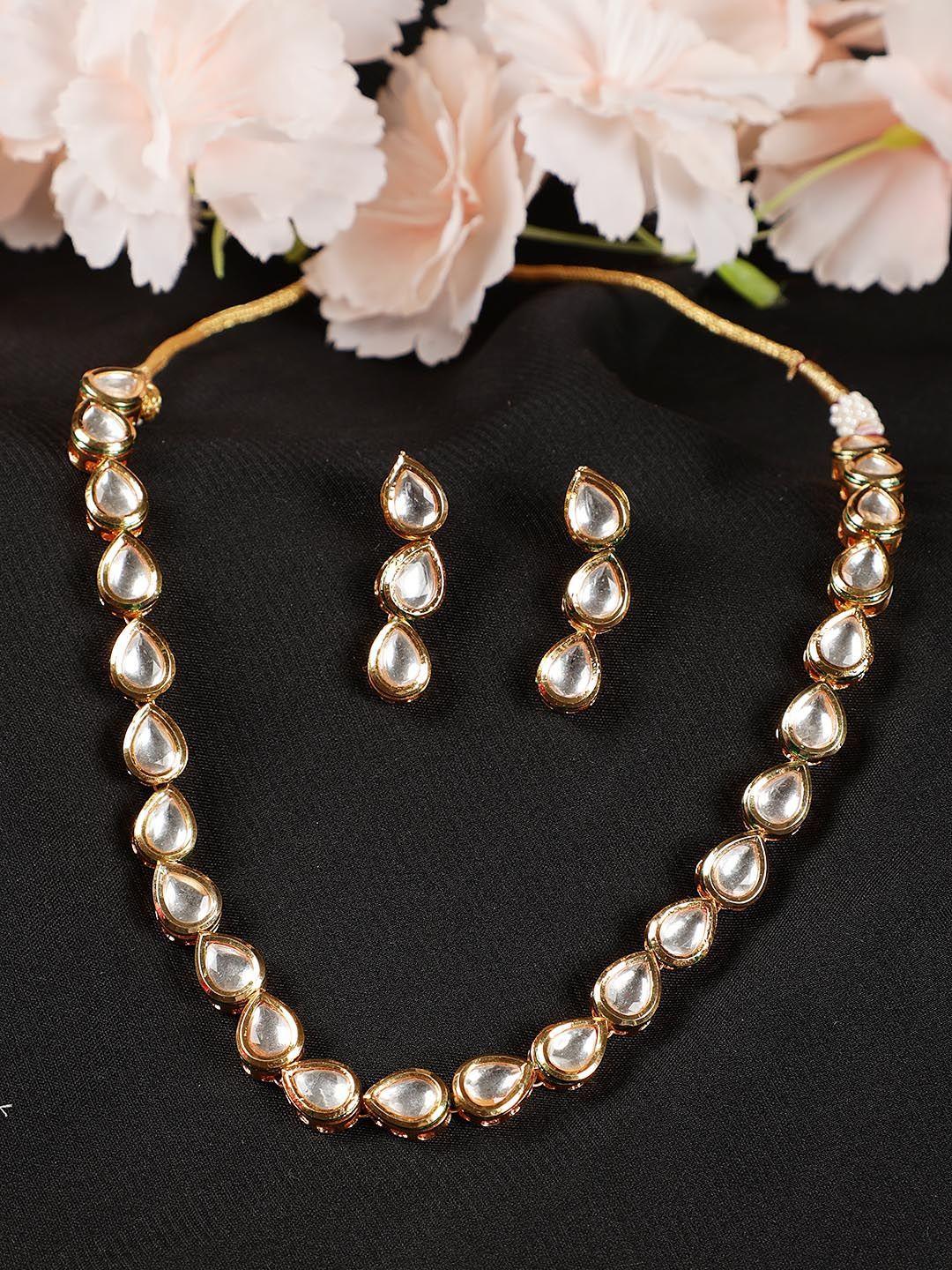 anouk gold-plated kundan-studded jewellery set
