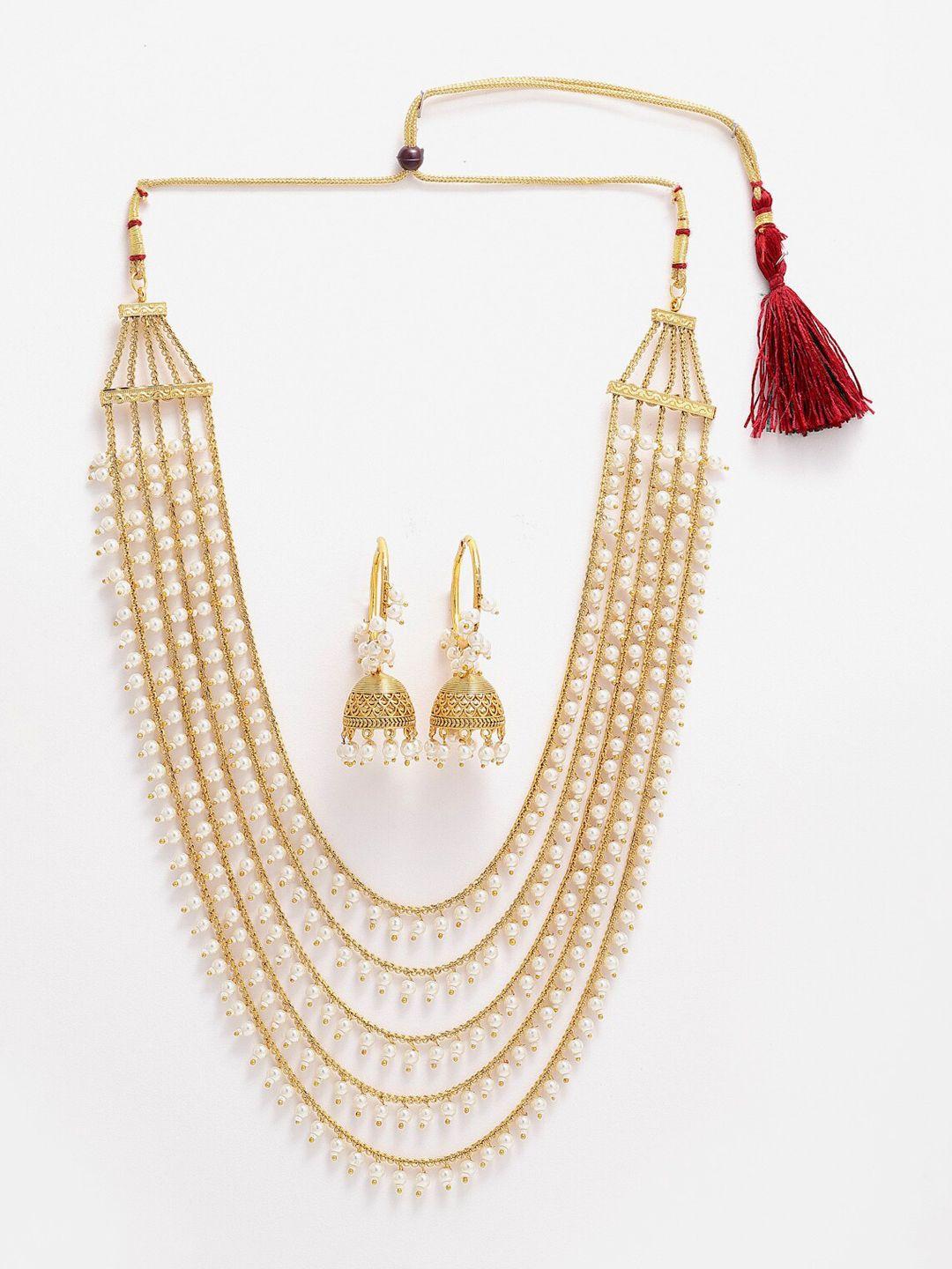 anouk gold-plated pearl studded necklace & earrings