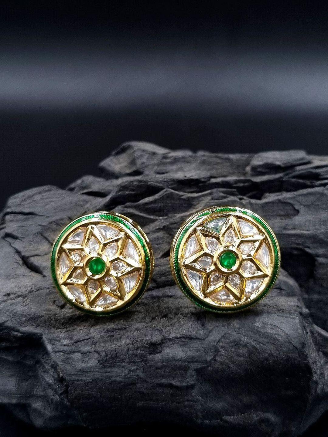 anouk green gold-plated studs earrings