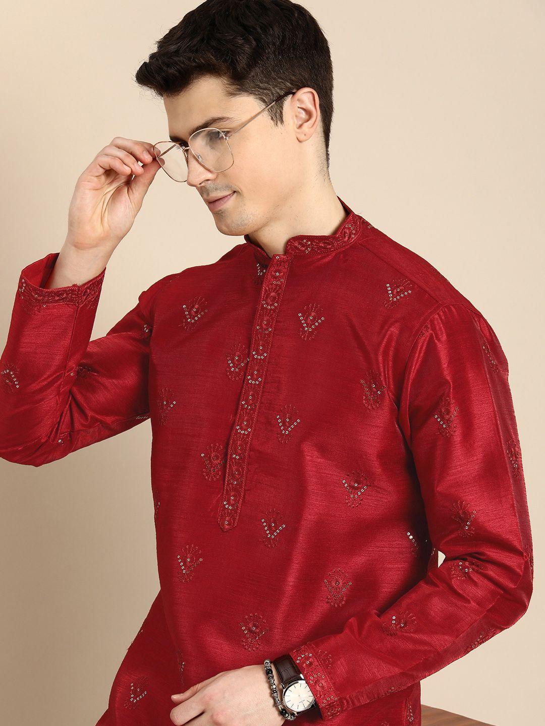 anouk men ethnic motifs embroidered sequinned jacquard kurta