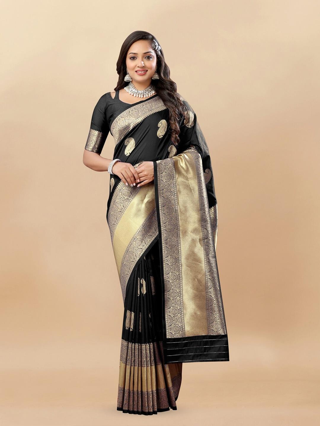 anouk paisley woven design zari pure silk saree