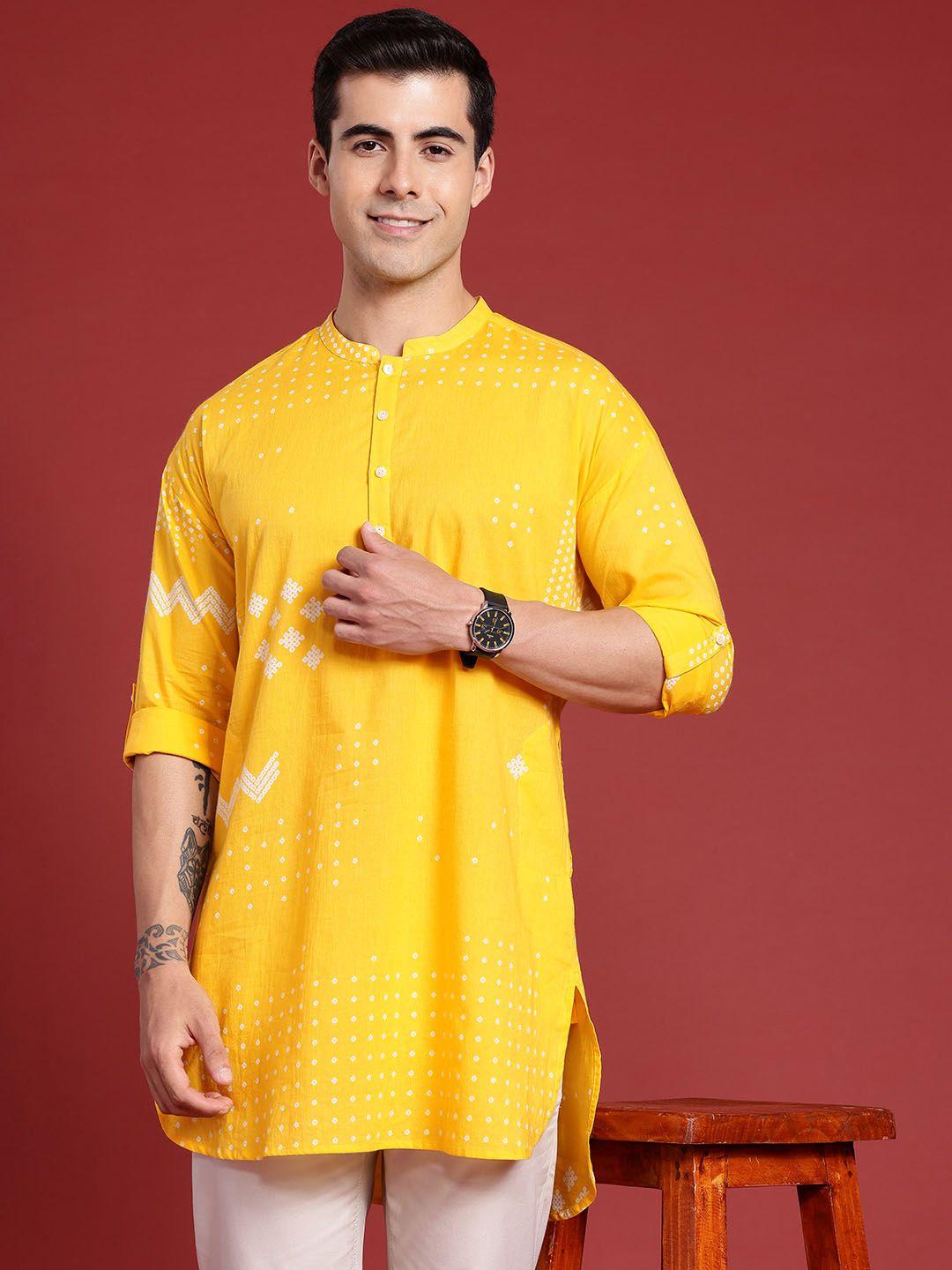 anouk pure cotton ethnic motifs printed roll-up sleeves straight kurta