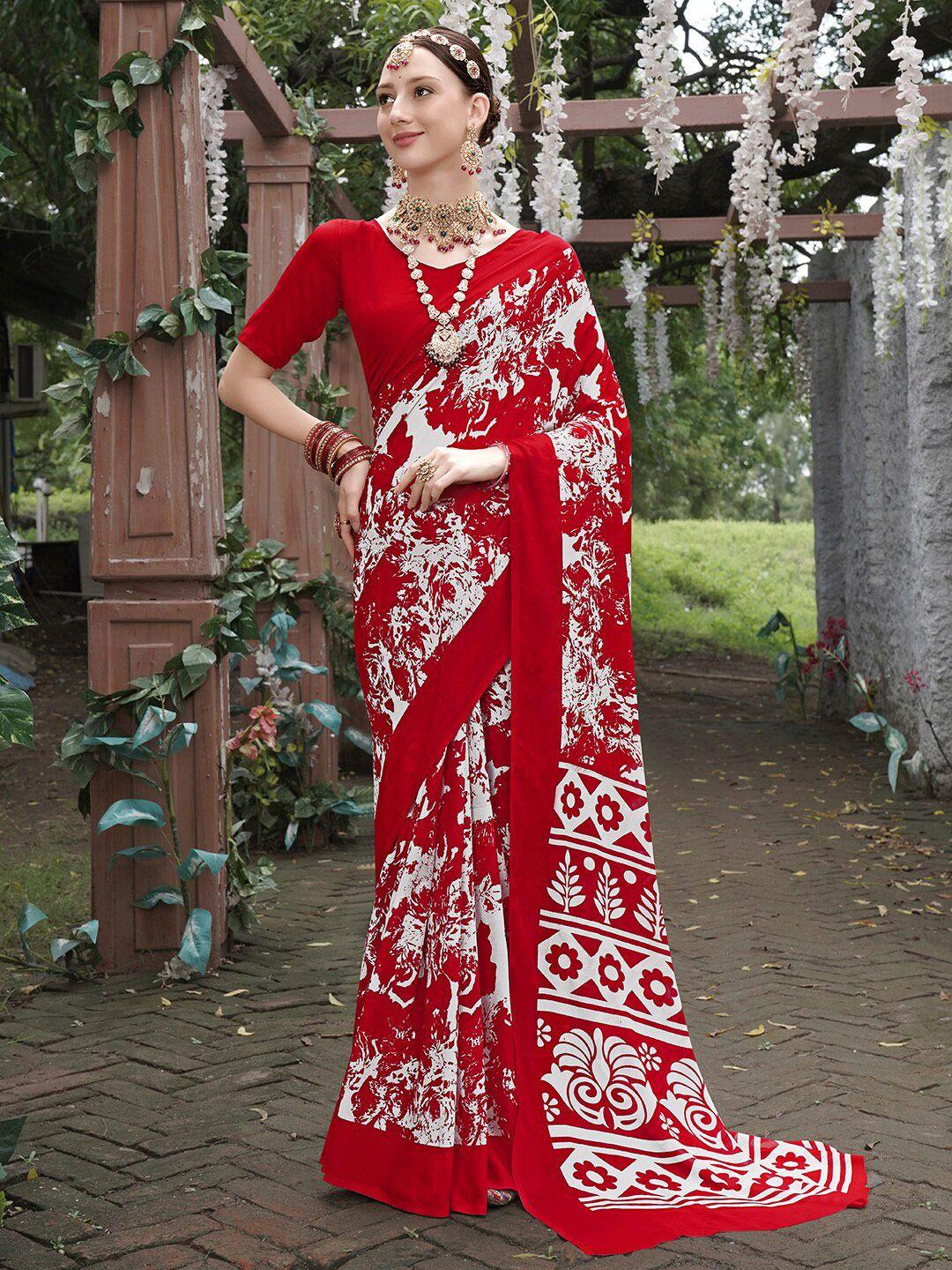 anouk red & white art silk saree